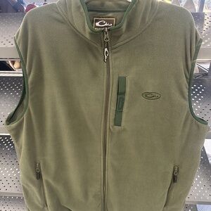 Drake Olive Green Zip-Up Fleece Vest